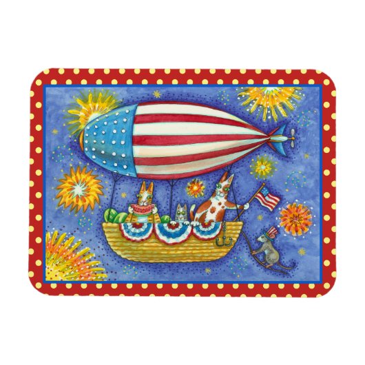 HISS N' FITZ CATS 4TH JULY ZEPPELIN Funny Magne Magnet (Horizontal)