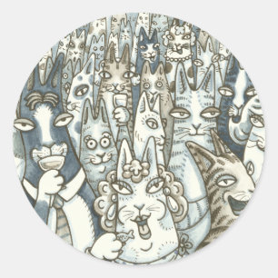Hiss N' Fitz Cats LIFE IST EIN PARTY-STICKERS-Blat Runder Aufkleber