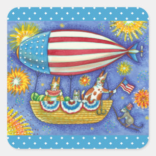 HISS N' FITZ CATS & MOUSE IM 4. JULI ZEPPELIN QUADRATISCHER AUFKLEBER