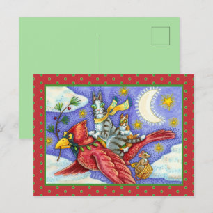 HISS N' FITZ FUNNY CATS, GIANT CHRISTMAS KARDINAL FEIERTAGSPOSTKARTE