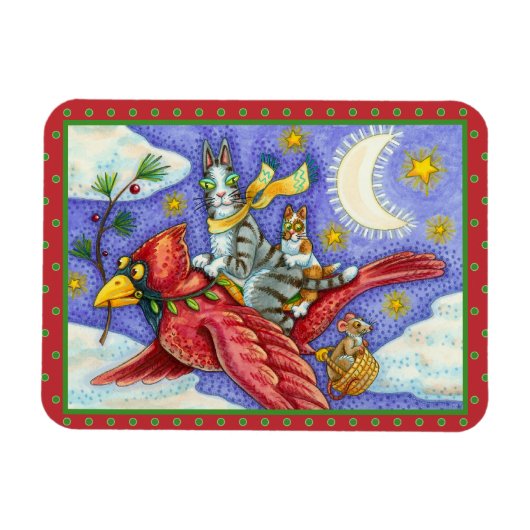 HISS N' FITZ FUNNY CATS, GIANT CHRISTMAS KARDINAL MAGNET (Horizontal)