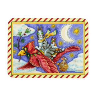 HISS N' FITZ FUNNY CATS, GIANT CHRISTMAS KARDINAL MAGNET
