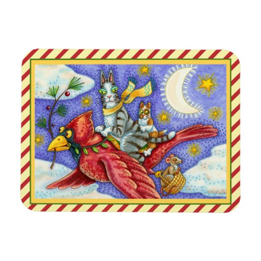 HISS N' FITZ FUNNY CATS, GIANT CHRISTMAS KARDINAL MAGNET (Horizontal)