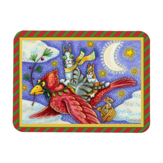 HISS N' FITZ FUNNY CATS, GIANT CHRISTMAS KARDINAL MAGNET (Horizontal)
