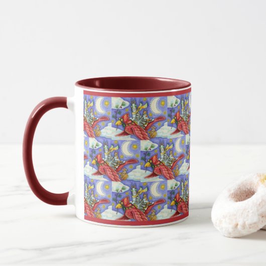 HISS N' FITZ FUNNY CATS, GIANT CHRISTMAS KARDINAL TASSE (Mit Donut)