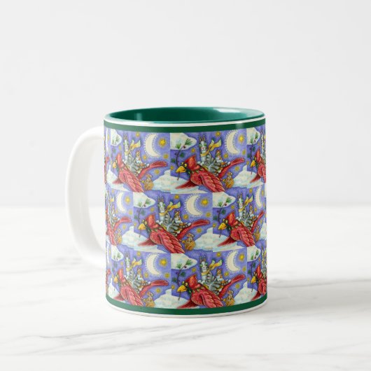 HISS N' FITZ FUNNY CATS, GIANT CHRISTMAS KARDINAL ZWEIFARBIGE TASSE (Vorderseite Links)