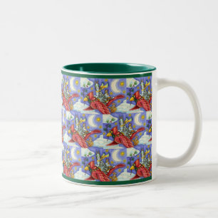 HISS N' FITZ FUNNY CATS, GIANT CHRISTMAS KARDINAL ZWEIFARBIGE TASSE
