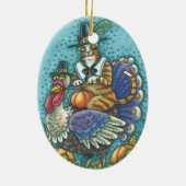 HISS N' FITZ KATZE AUF ERNTEDANK TÜRKEI ORNANAMENT KERAMIK ORNAMENT (Hinten)