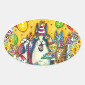 HISS N' FITZ KATZEN, KITTEN, MICH, FUNNY GEBURTSTA OVALER AUFKLEBER (Vorderseite)