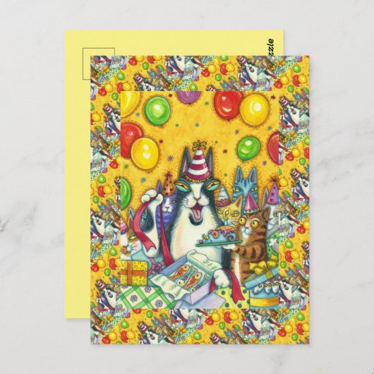 HISS N' FITZ KATZEN, KITTEN, MICH, FUNNY GEBURTSTA POSTKARTE (Vorne/Hinten)