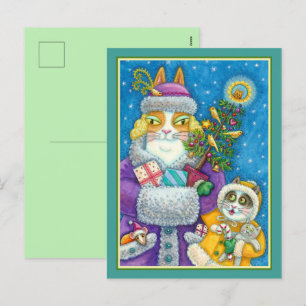 HISS N' FITZ KATZEN WEIHNACHTSEINKAUF, FEDERBAUM FEIERTAGSPOSTKARTE