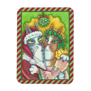 HISS N' FITZ KISSING CATS, SANTA CLAWS MAGNET