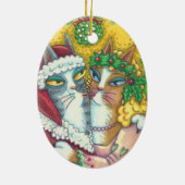 HISS N' FITZ KISSING CATS, SANTA CLAWS ORNANAMENT KERAMIK ORNAMENT (Hinten)