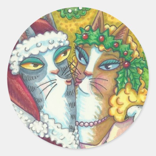 HISS N' FITZ KISSING CATS, SANTA CLAWS STICKERS (Vorderseite)