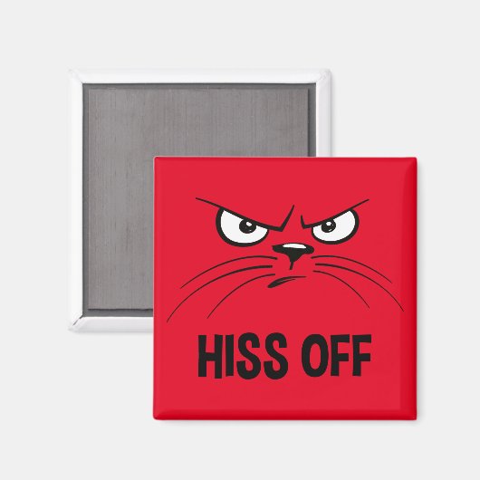 Hiss Off Funny Angry Cat Magnet (Vorderseite/Rückseite)