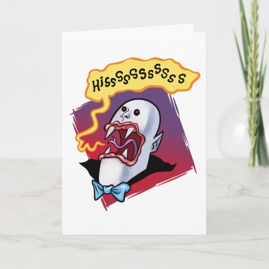 Hiss-terical Vampire Cartoon - Funny Horror Art Karte (Vorderseite)