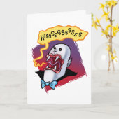 Hiss-terical Vampire Cartoon - Funny Horror Art Karte (Gelbe Blume)