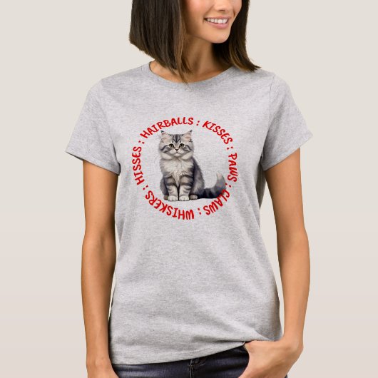 Hisses and Kisses, Britische Langhaarkatze T-Shirt (Vorderseite)