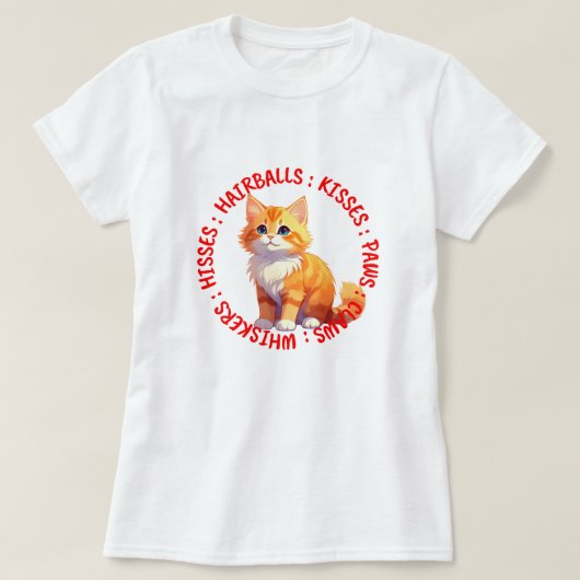 Hisses and Kisses, Ginger cat T-Shirt (Design vorne)
