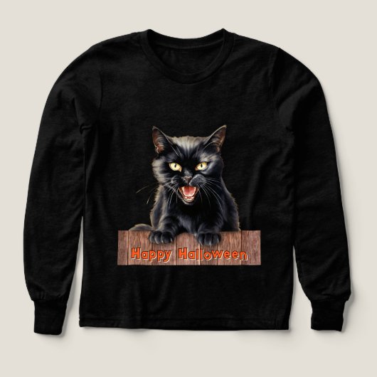 Hissing Black Cat Happy Halloween (Design Vorderseite)