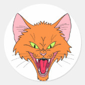 Hissing Cat Runder Aufkleber (Vorderseite)
