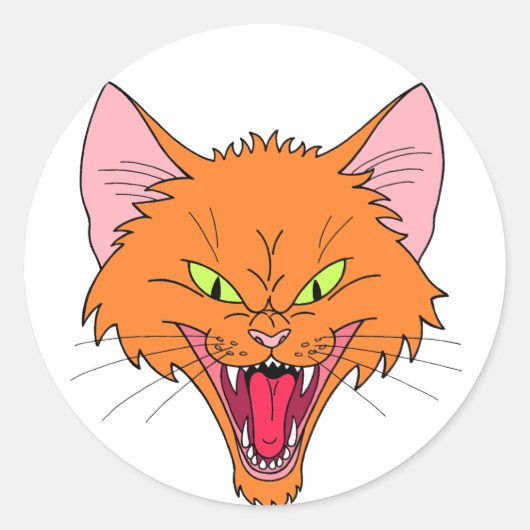 Hissing Cat Runder Aufkleber (Vorderseite)
