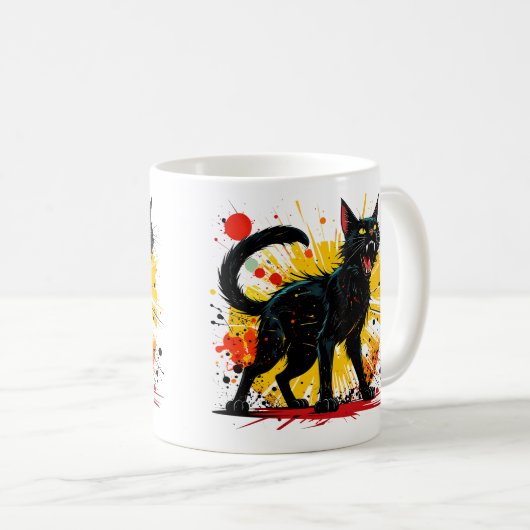 Hissing Defensive Black Cat Kaffeetasse (VorderseiteRechts)