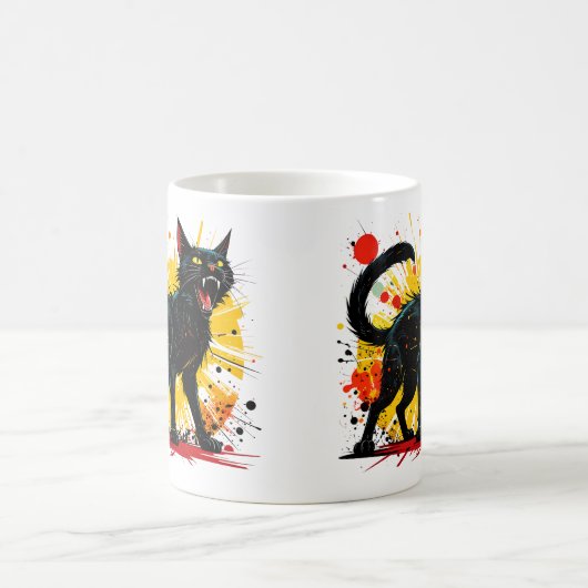 Hissing Defensive Black Cat Kaffeetasse (Mittel)