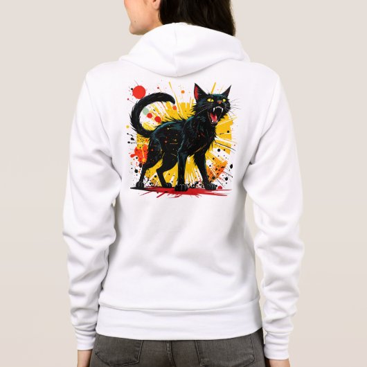 Hissing Defensive Black Cat Women's Hoodie (Rückseite)