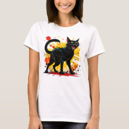 Hissing Defensive Black Cat Women's T-Shirt