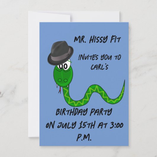 Hissy Fit Snake Birthday Einladung (Vorderseite)