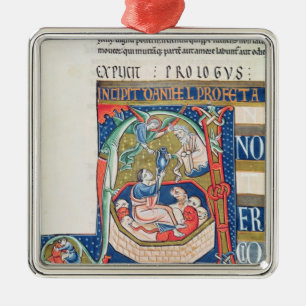 Historiated Initiale "A" Daniel darstellend Silbernes Ornament