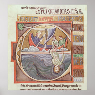 Historiated Initiale "E" Jonas darstellend Poster