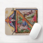 Historiated Initiale "N" Schafe darstellend Mousepad (Mit Mouse)
