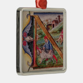 Historiated Initiale "N" Schafe darstellend Silbernes Ornament (Rechts)