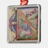 Historiated Initiale "N" Schafe darstellend Silbernes Ornament (Links)