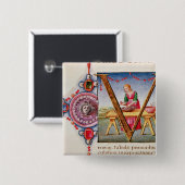 Historiated Initiale "V" darstellend Button (Vorne & Hinten)