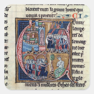 Historiated zeichnen "C ab", das Konrad III Quadratischer Aufkleber