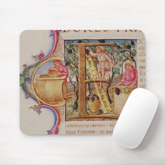Historiated zeichnen "E ab", das Traubensammeln Mousepad (Mit Mouse)