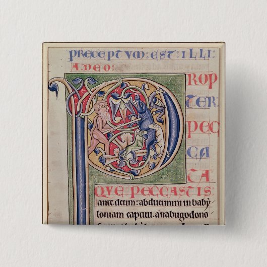 Historiated zeichnen "P ab", das eine Eberjagd Button (Vorderseite)