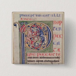 Historiated zeichnen "P ab", das eine Eberjagd Button