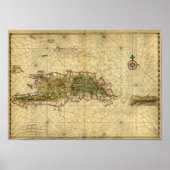 Historic 1639 Map of Hispaniola - Joan Vinckeboons Poster (Vorne)