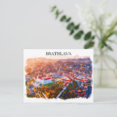 Historic Bratislava Slovakia - Watercolor Skyline Postkarte (Stehend Vorderseite)