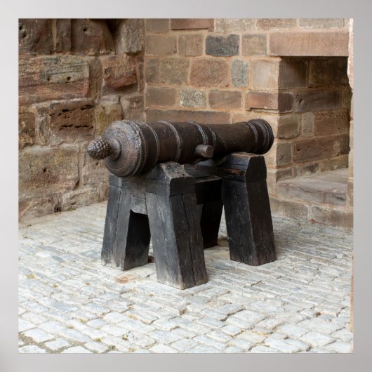 Historic Cannon on Wooden Stand Poster (Vorne)