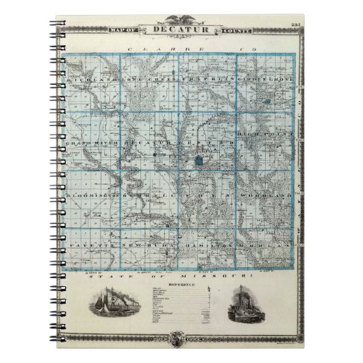 Historic Decatur Landkreis Map Notebook Notizblock (Vorderseite)