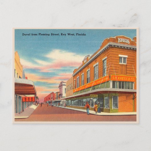 Historic Duval St. von Fleming, Key West Florida Postkarte (Vorderseite)
