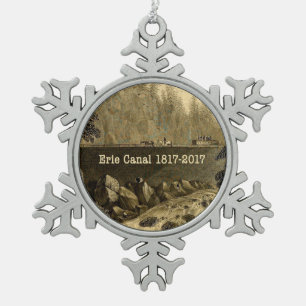 Historic Erie Canal Bicentennial Years Schneeflocken Zinn-Ornament