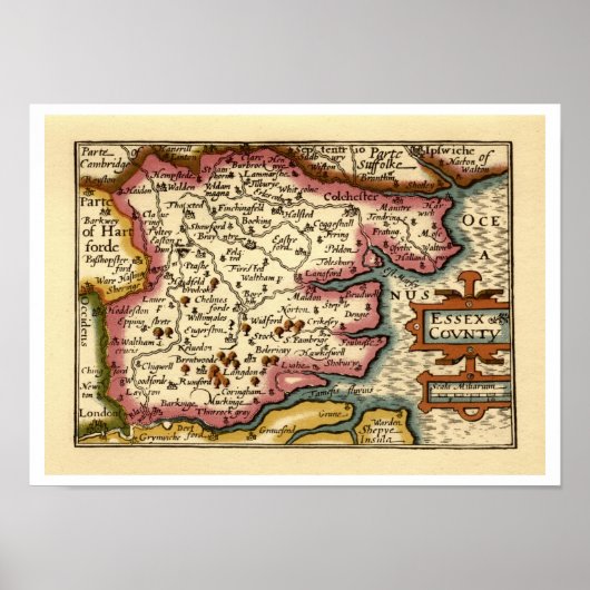Historic Essex Landkreis Map, England Poster (Vorne)