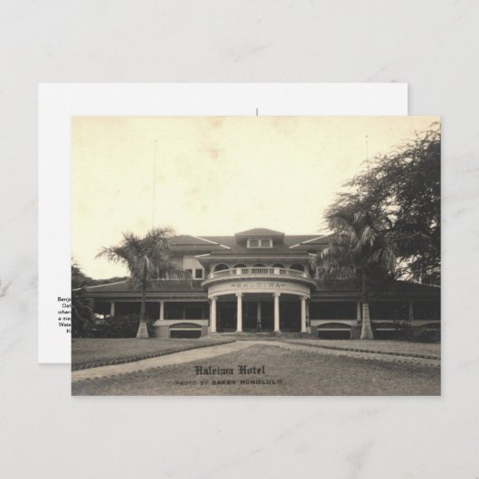 Historic Haleiwa Hotel Postcard, Oahu, Hawaii Postkarte (Vorne/Hinten)