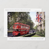 Historic London Bus, British Flag, 1998 Postkarte (Vorne/Hinten)